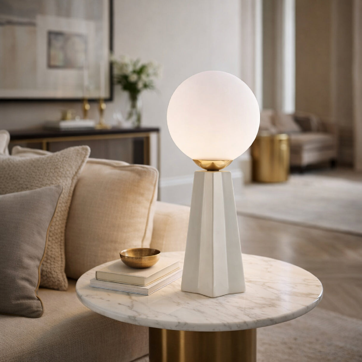Modern European furniture - White Glass Globe Table Lamp - www.oroa.com