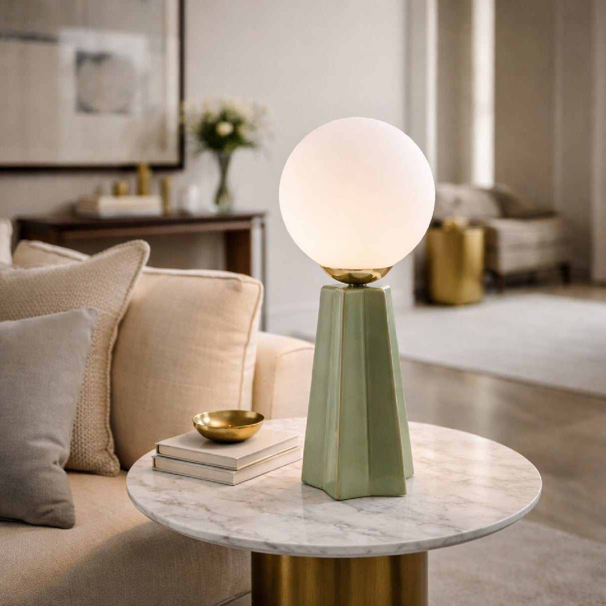 Modern European furniture - White Glass Globe Table Lamp - www.oroa.com