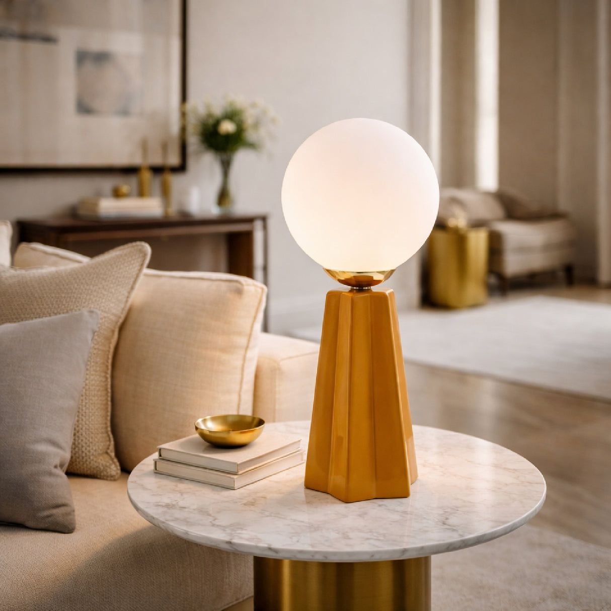 Modern European furniture - White Glass Globe Table Lamp - www.oroa.com