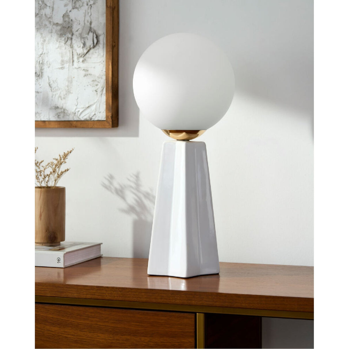 Modern European furniture - White Glass Globe Table Lamp - www.oroa.com