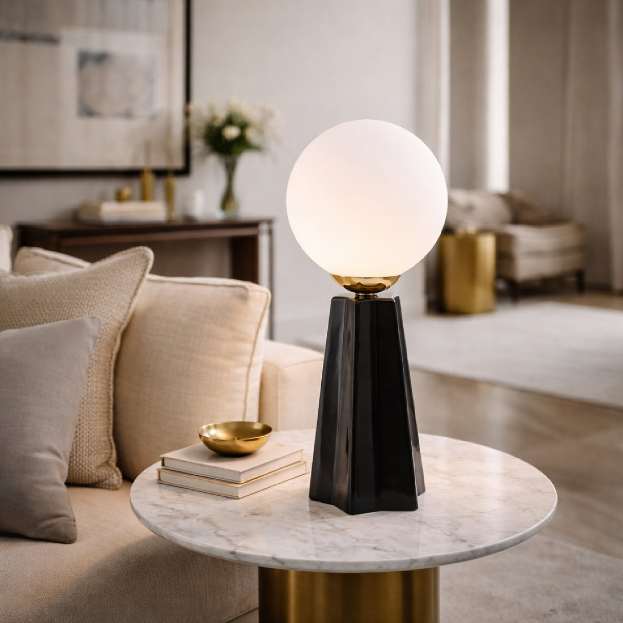 Modern European furniture - White Glass Globe Table Lamp - www.oroa.com