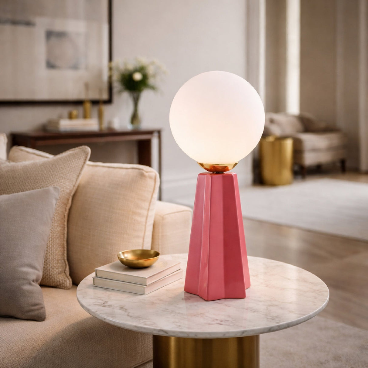 Modern European furniture - White Glass Globe Table Lamp - www.oroa.com