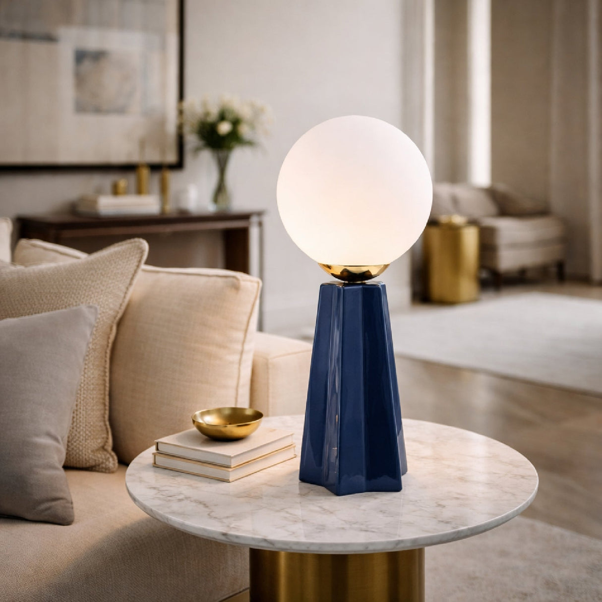 Modern European furniture - White Glass Globe Table Lamp - www.oroa.com