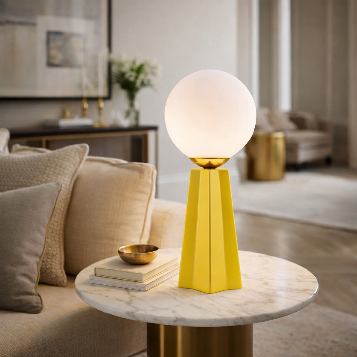 Modern European furniture - White Glass Globe Table Lamp - www.oroa.com