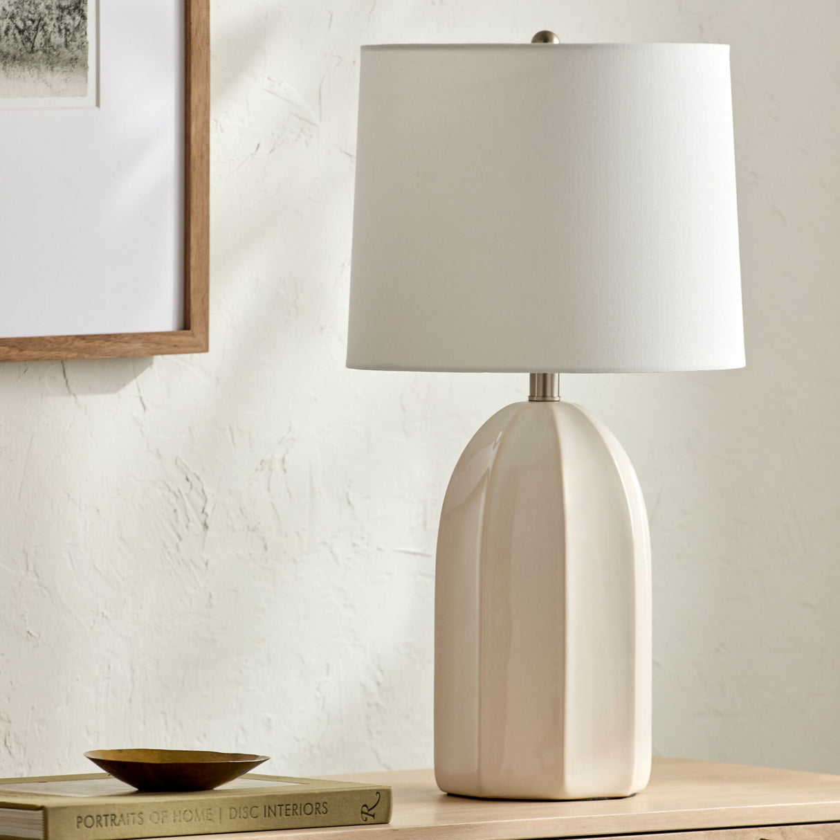 Modern European furniture - Glazed Ceramic Linen Table Lamp - www.oroa.com