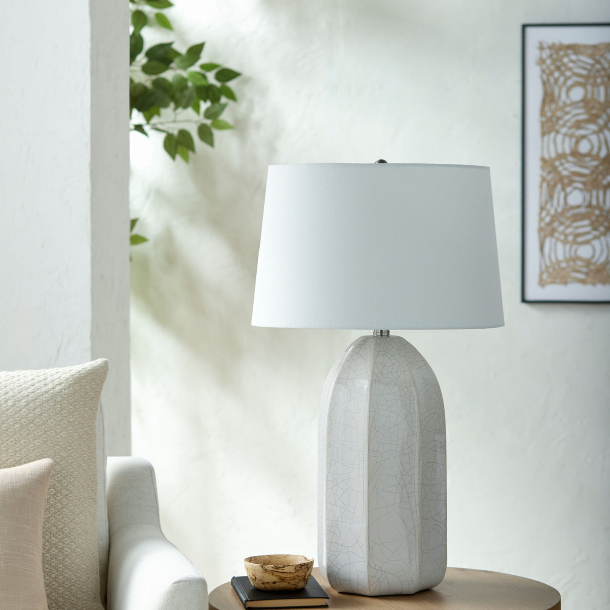 Modern European furniture - Glazed Ceramic Linen Table Lamp - www.oroa.com
