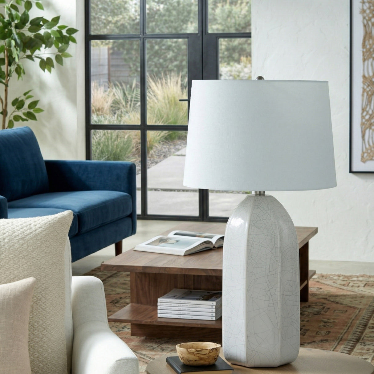 Modern European furniture - Glazed Ceramic Linen Table Lamp - www.oroa.com