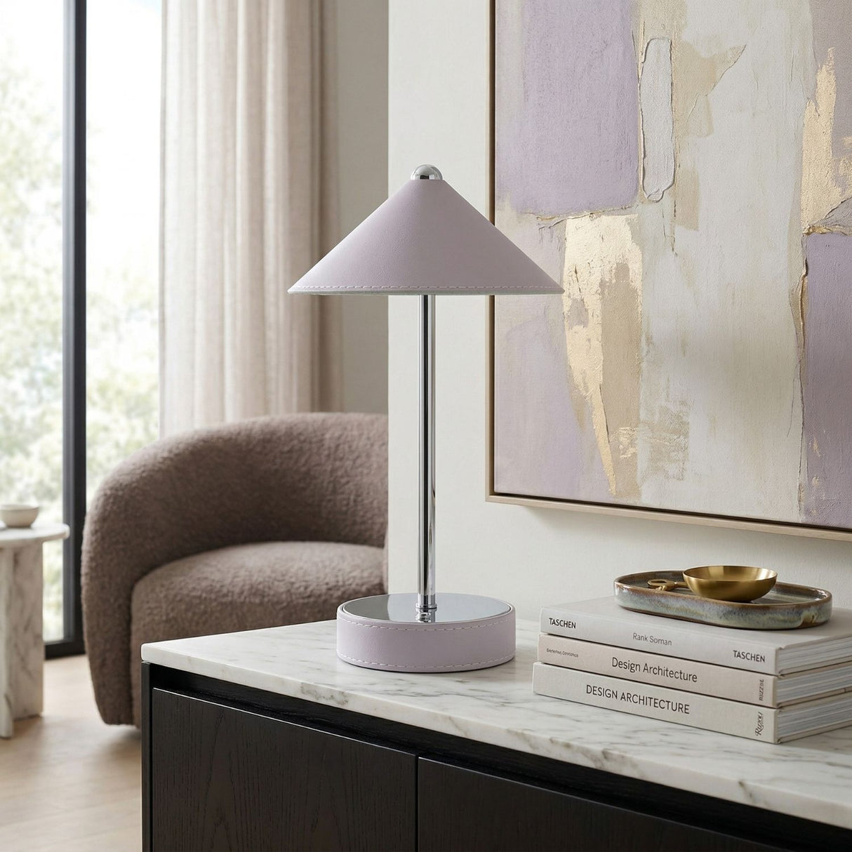 Modern European furniture - Empire Leather Shade Table Lamp - www.oroa.com