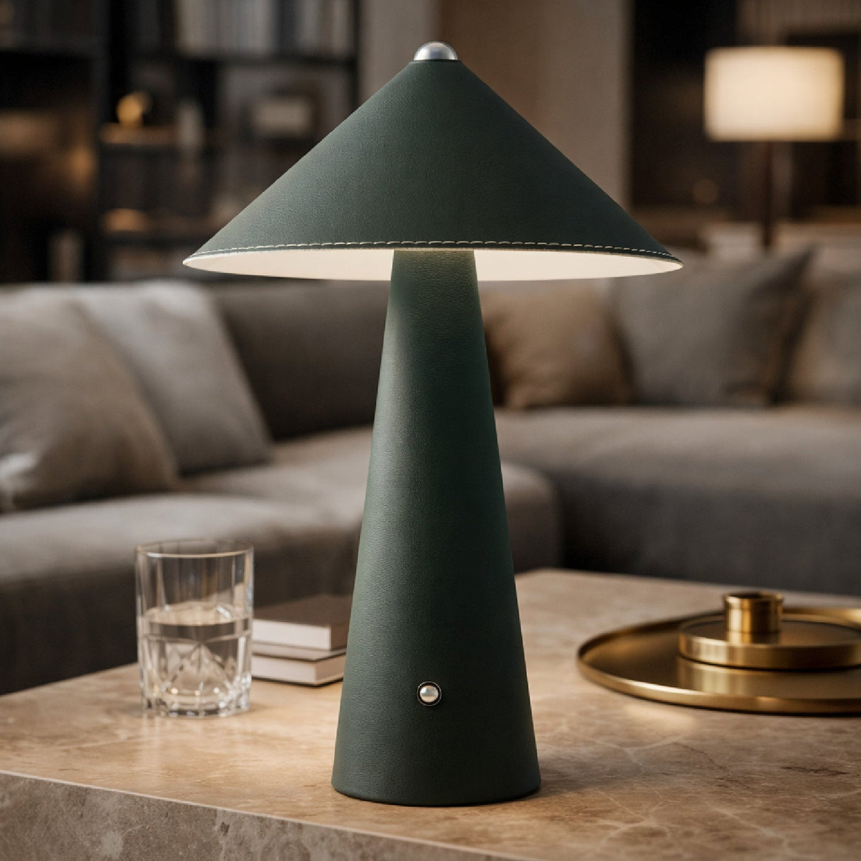 Modern European furniture - Brushed Leather Accent Table Lamp - www.oroa.com