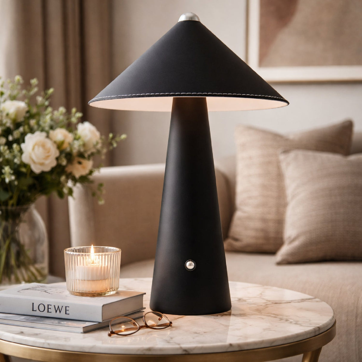 Modern European furniture - Brushed Leather Accent Table Lamp - www.oroa.com