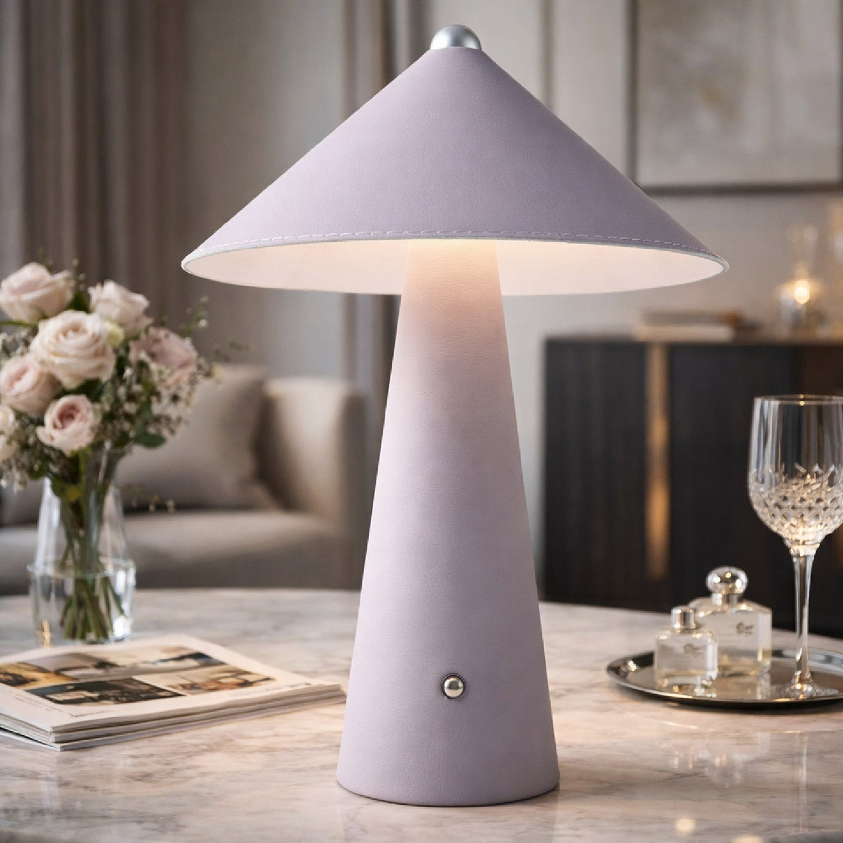 Modern European furniture - Brushed Leather Accent Table Lamp - www.oroa.com