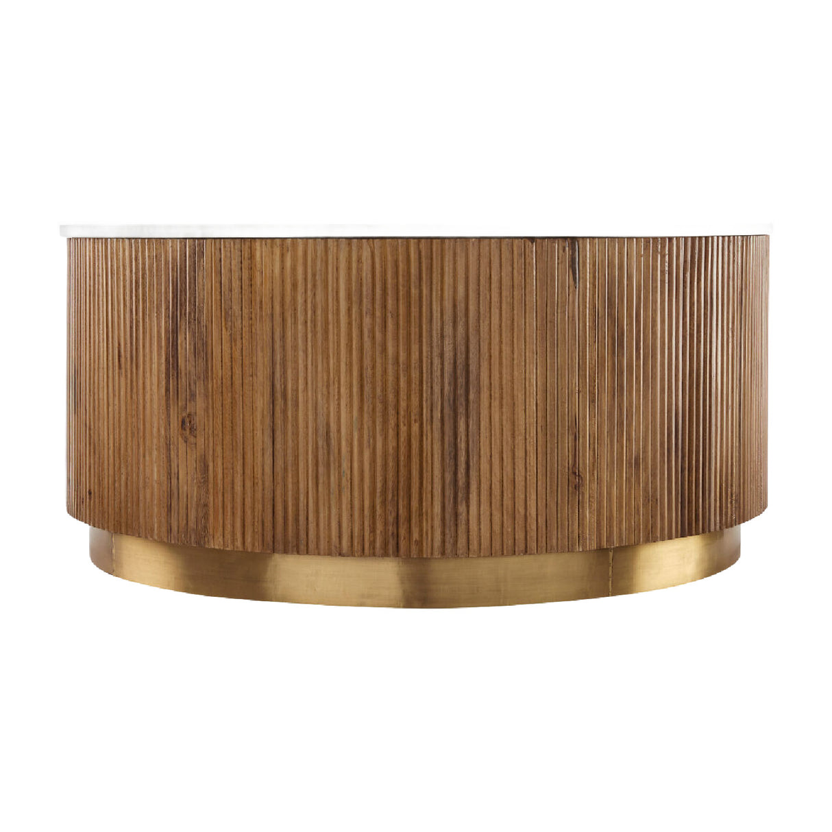 Modern furniture - Reeded Wood Marble Coffee Table - www.oroa.com