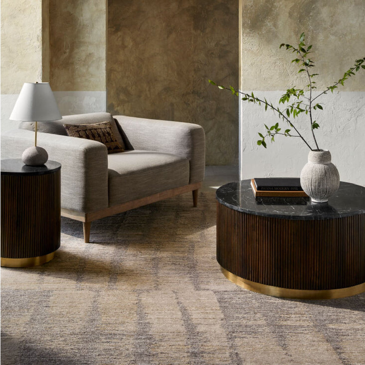 Modern furniture - Reeded Wood Marble Coffee Table - www.oroa.com