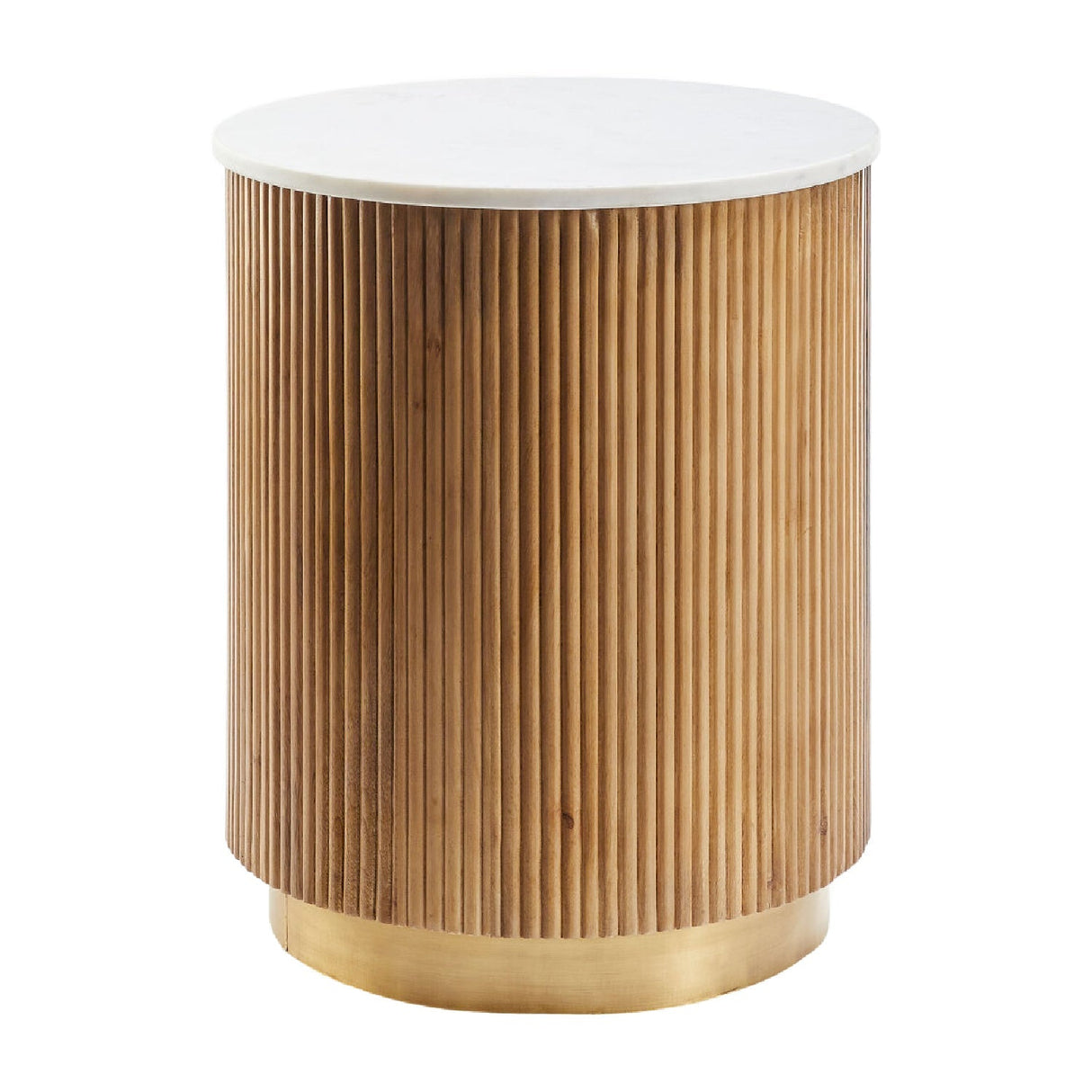 Modern European furniture - Reeded Wood Marble End Table - www.oroa.com