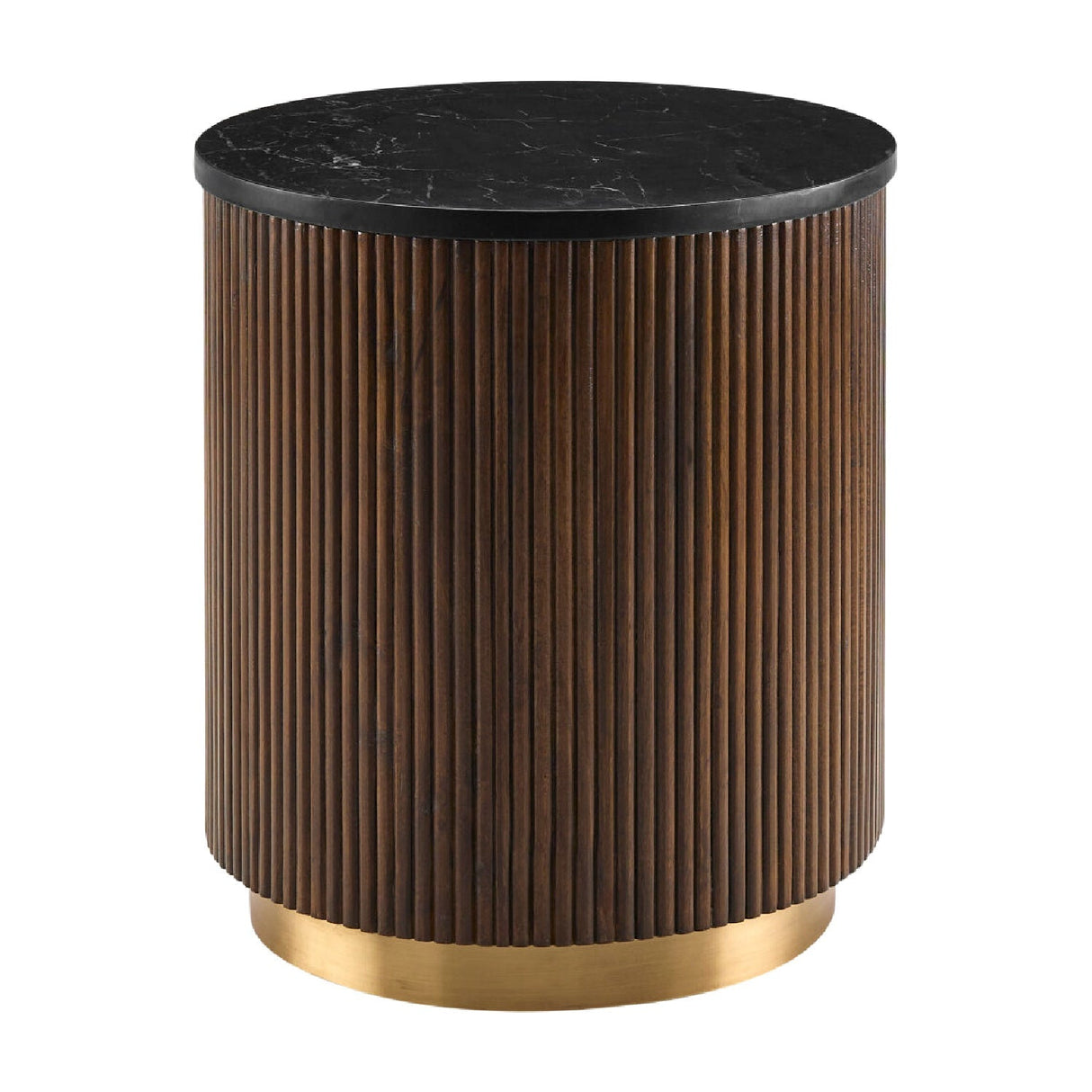 Modern European furniture - Reeded Wood Marble End Table - www.oroa.com