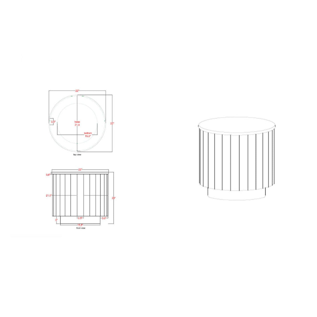 Modern European furniture - Reeded Wood Marble End Table - www.oroa.com