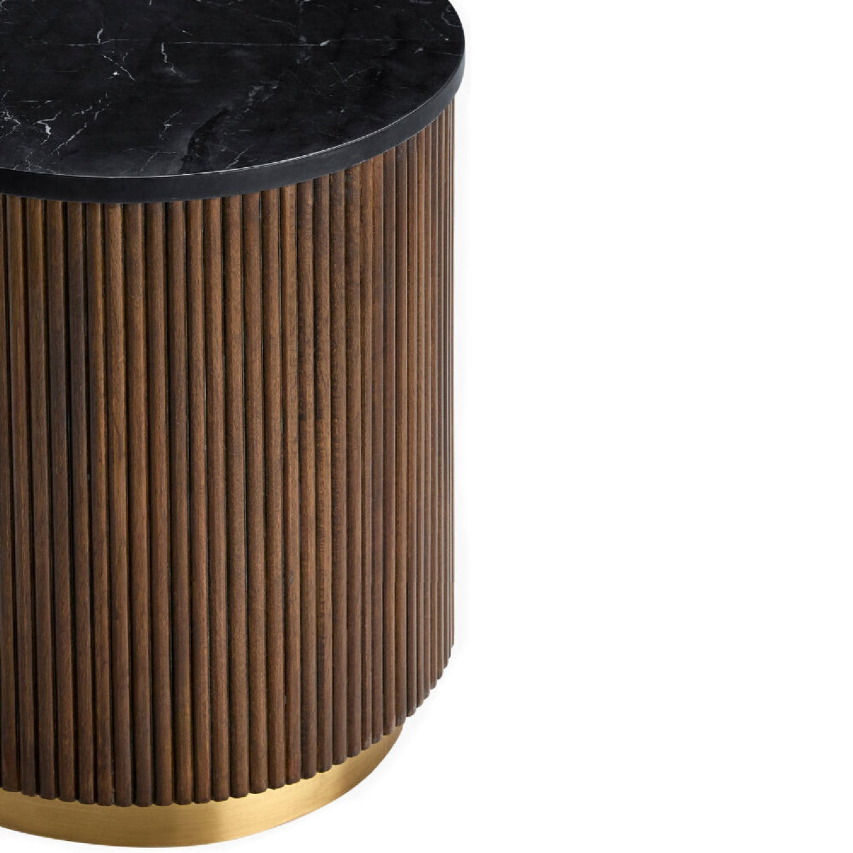 Modern European furniture - Reeded Wood Marble End Table - www.oroa.com