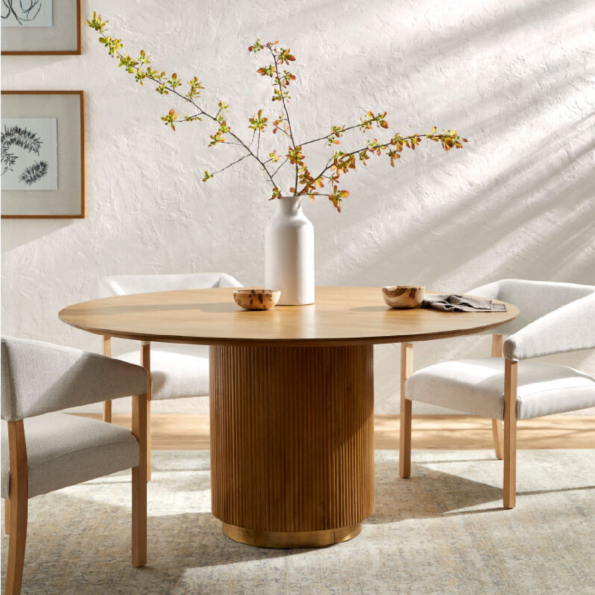 Modern European furniture - Reeded Wood Round Dining Table - www.oroa.com
