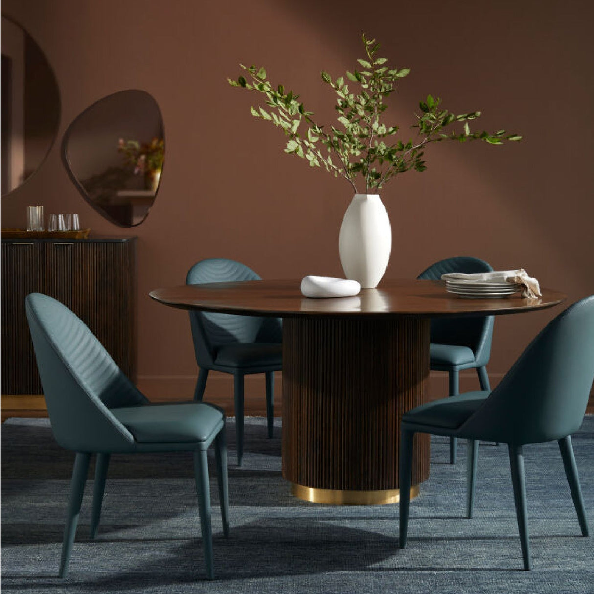 Modern European furniture - Reeded Wood Round Dining Table - www.oroa.com