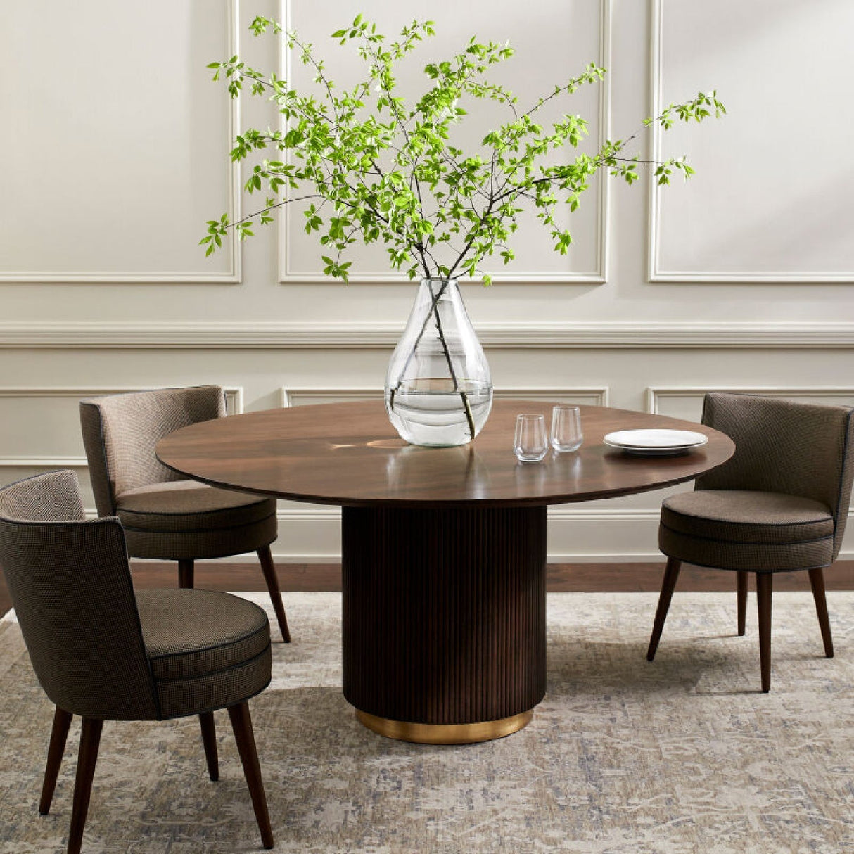 Modern European furniture - Reeded Wood Round Dining Table - www.oroa.com