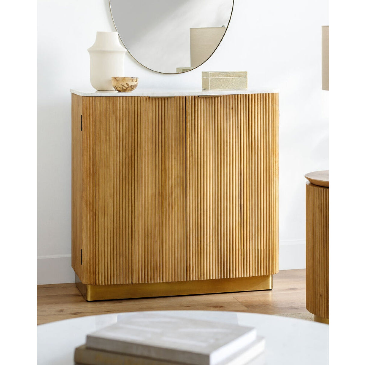 Modern European furniture - Reeded Wood 2-Door Cabinet - www.oroa.com