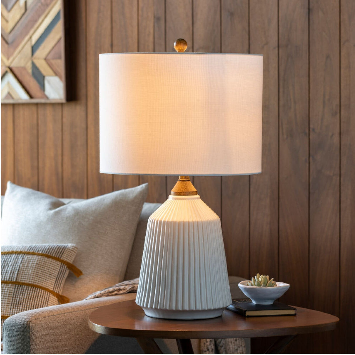 Modern European furniture - Reeded Glazed Ceramic Table Lamp - www.oroa.com