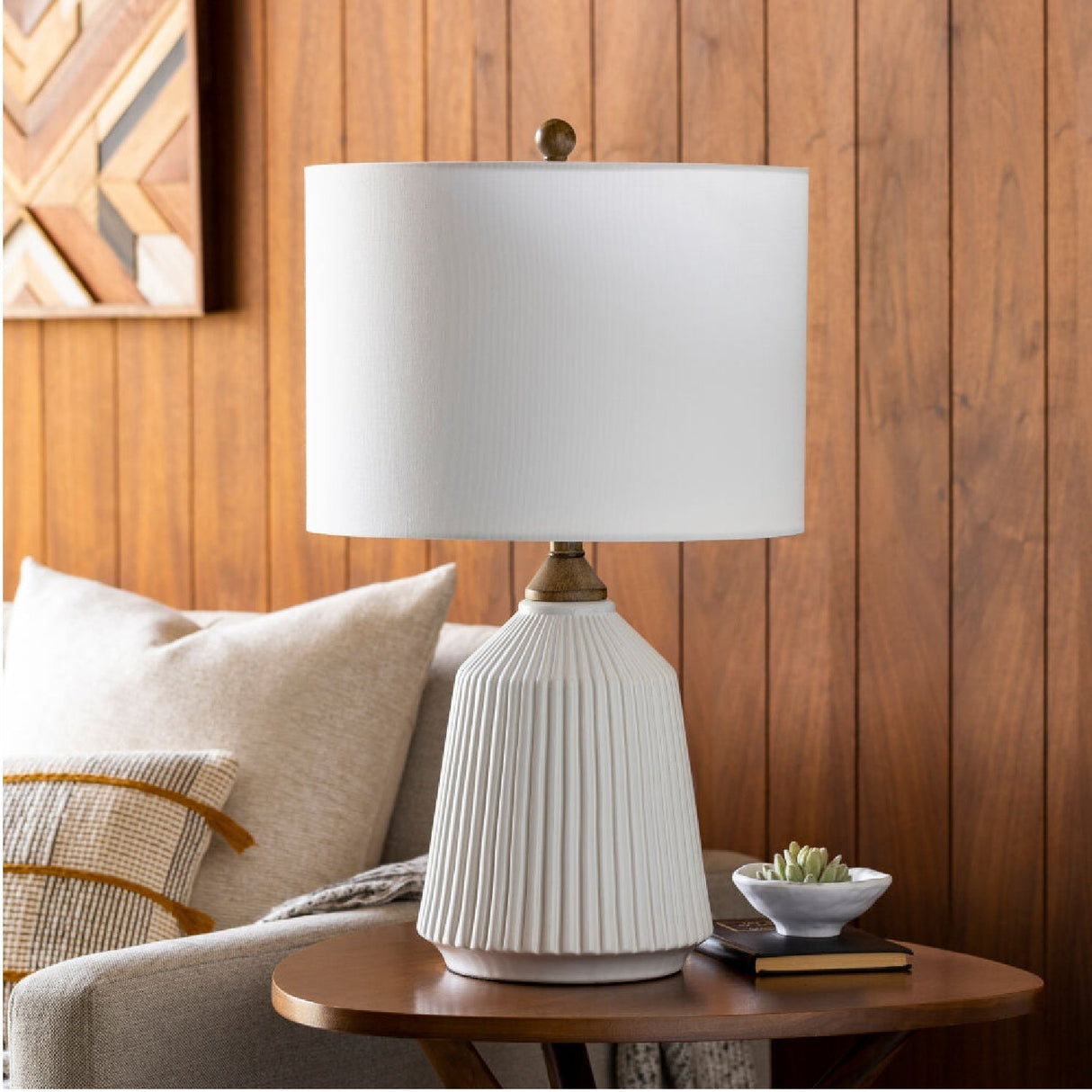 Modern European furniture - Reeded Glazed Ceramic Table Lamp - www.oroa.com