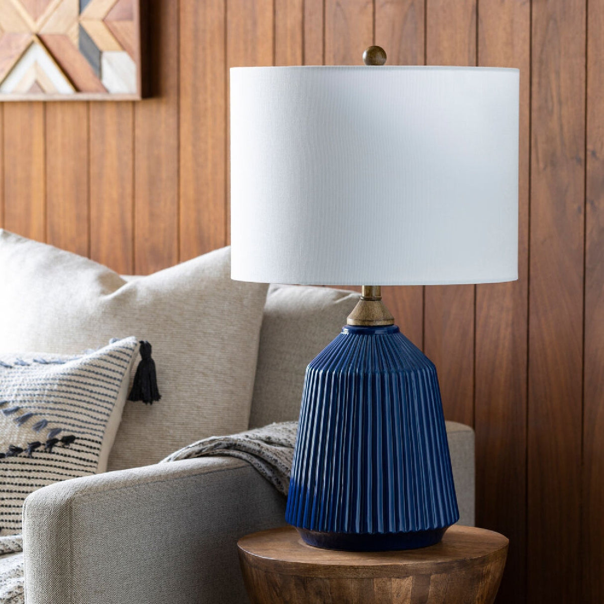 Modern European furniture - Reeded Glazed Ceramic Table Lamp - www.oroa.com