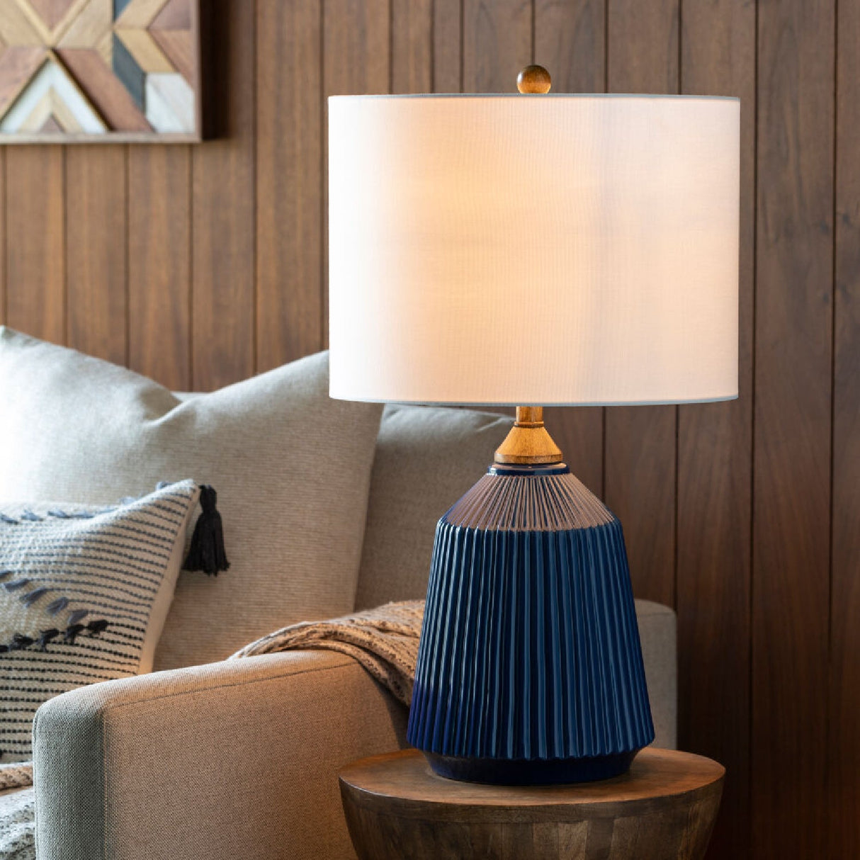 Modern European furniture - Reeded Glazed Ceramic Table Lamp - www.oroa.com