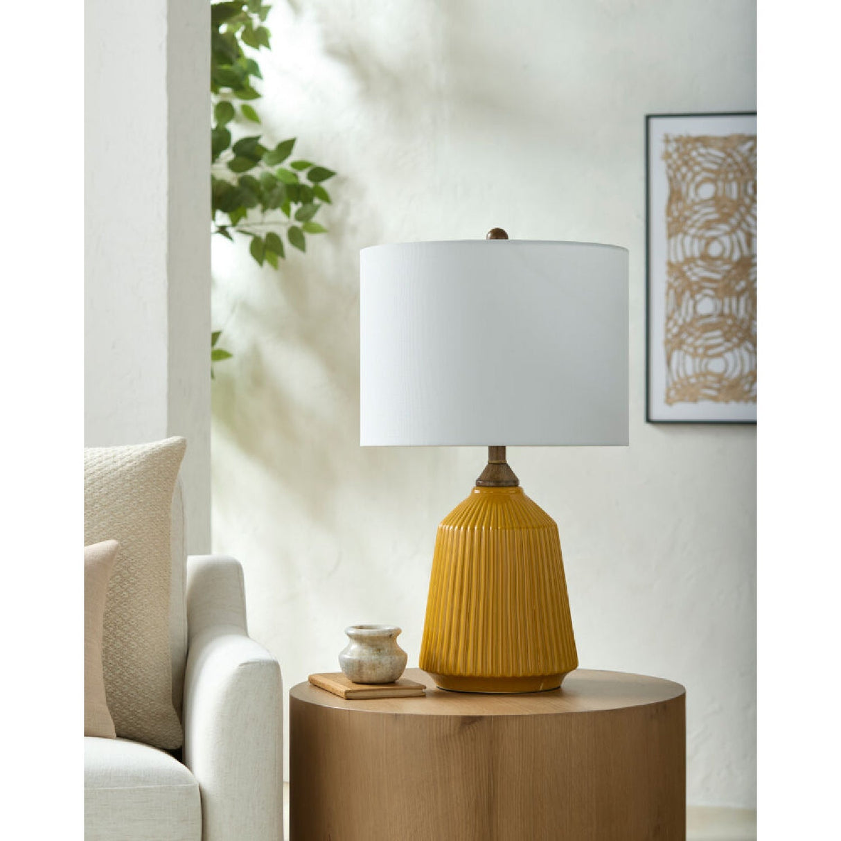 Modern European furniture - Reeded Glazed Ceramic Table Lamp - www.oroa.com
