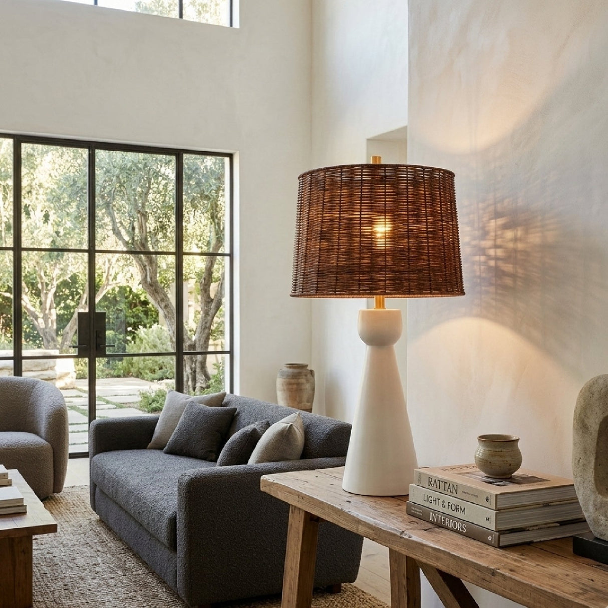 Modern European furniture - White Conical Base Table Lamp - www.oroa.com