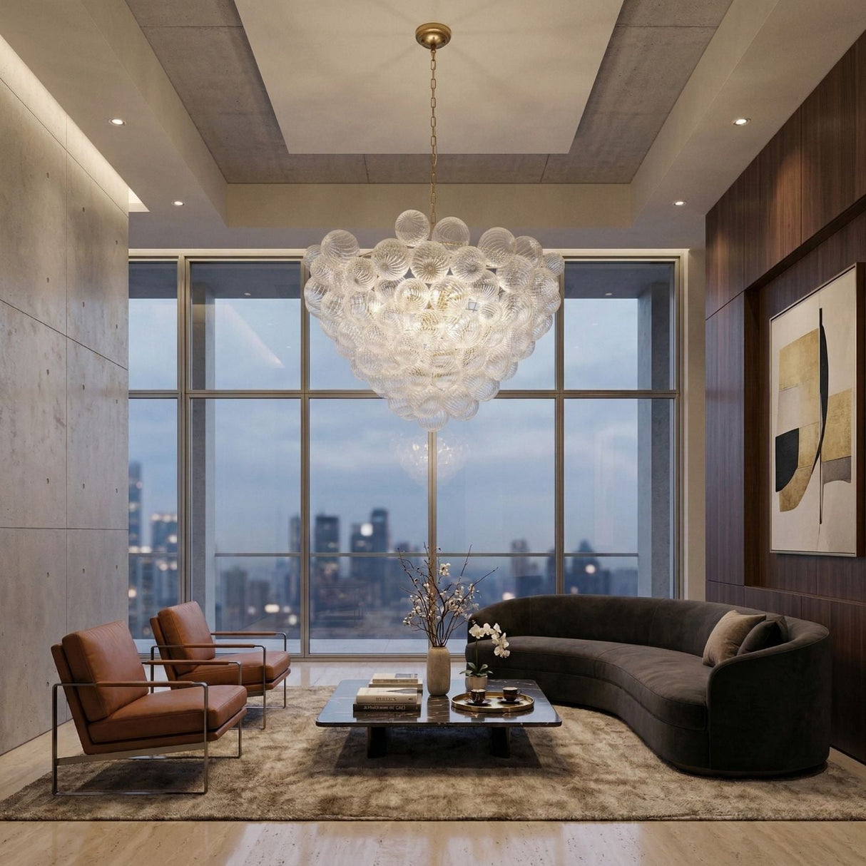 Modern European furniture - Etched Glass Orbs Chandelier - www.oroa.com