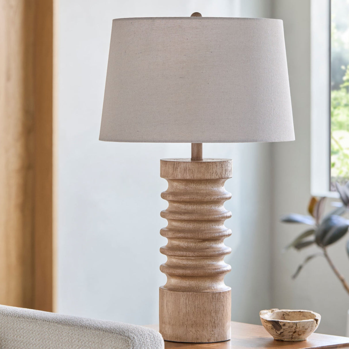 Modern European furniture - Cream Linen Accent Table Lamp - www.oroa.com