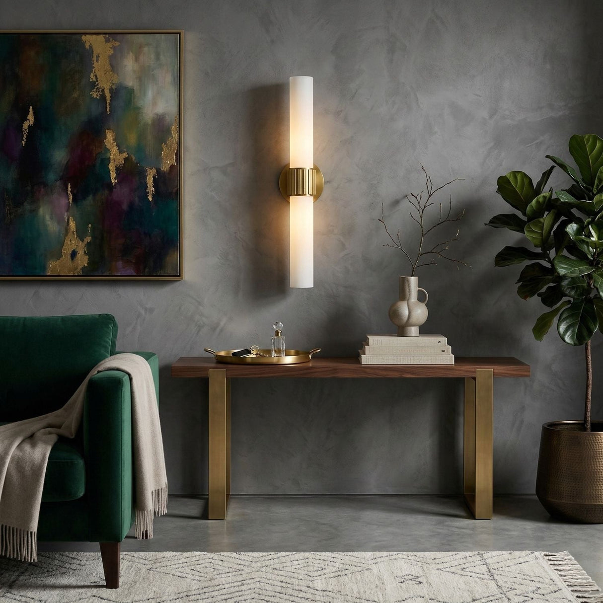 Modern European furniture - Cylindrical White Glass Wall Lamp L - www.oroa.com