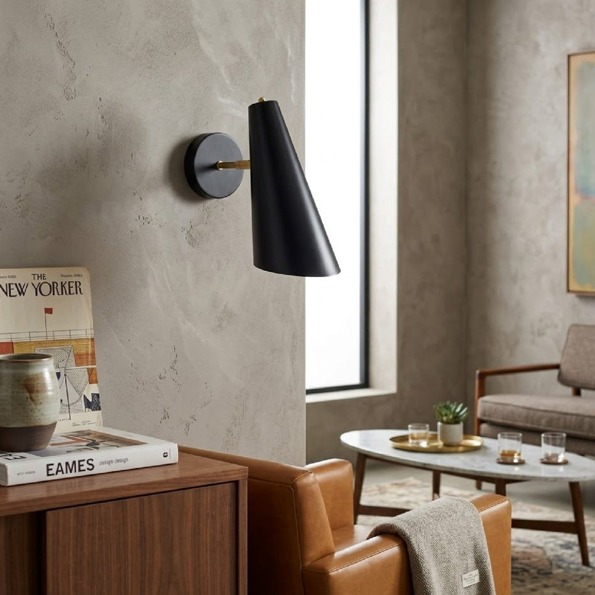 Modern European furniture - Conical Black Iron Wall Lamp - www.oroa.com