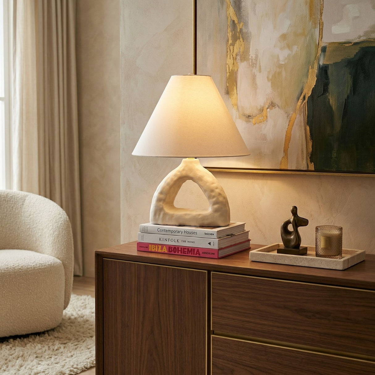 Modern European furniture - Triangular Ceramic Table Lamp - www.oroa.com