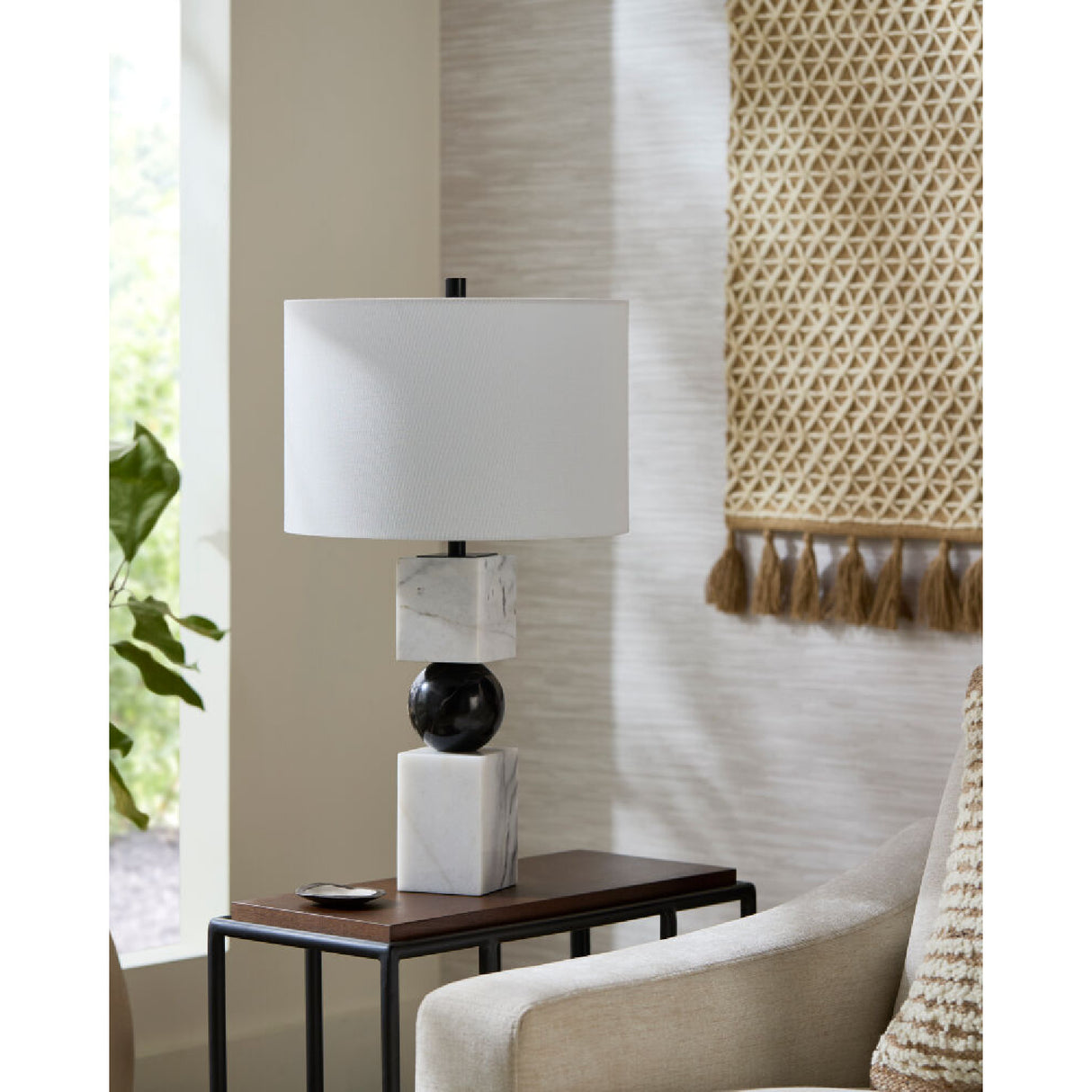 Modern European furniture - Two-Toned Geometrical Marble Table Lamp - www.oroa.com