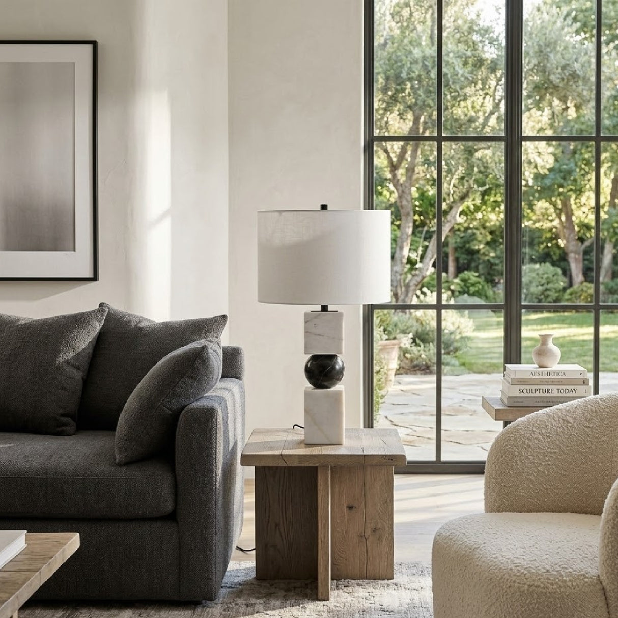 Modern European furniture - Two-Toned Geometrical Marble Table Lamp - www.oroa.com