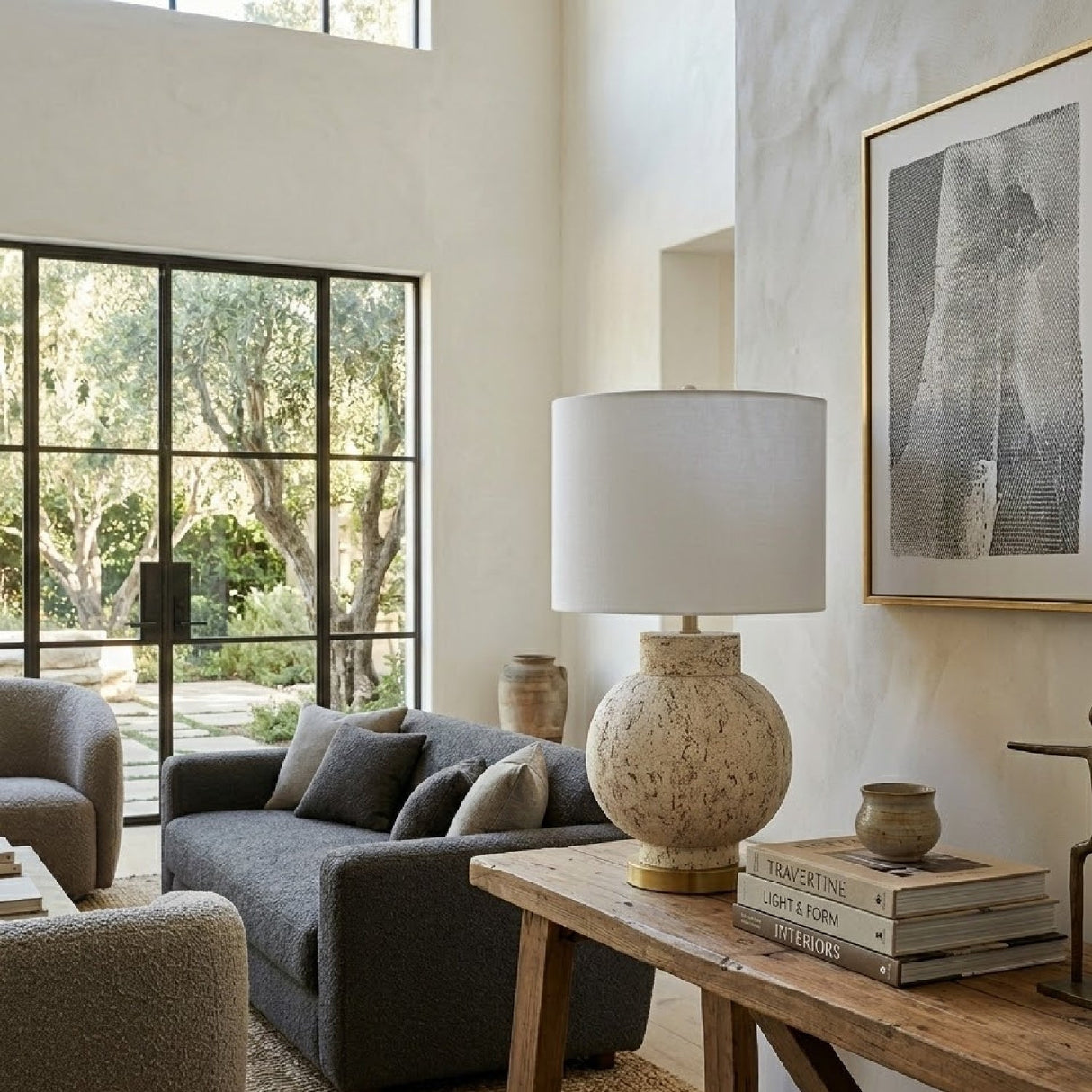 Modern European furniture - Cream Round Base Table Lamp - www.oroa.com