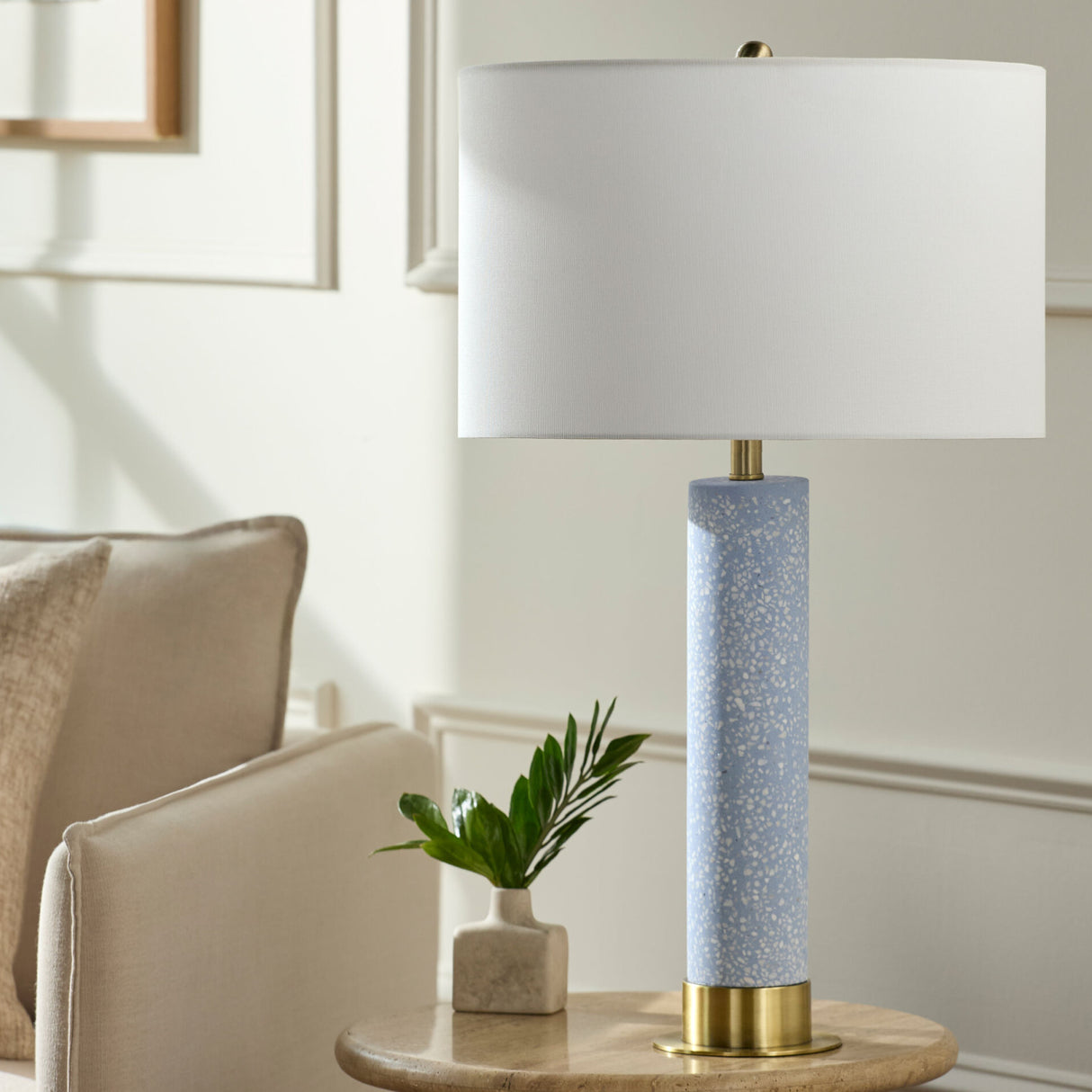 Modern European furniture - Speckled Blue Cement Table Lamp - www.oroa.com