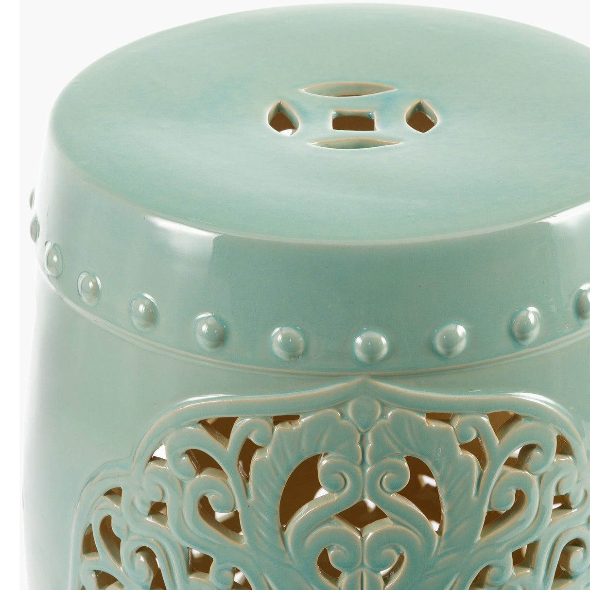 Modern European furniture - Ceramic Carved Outdoor Stool - www.oroa.com