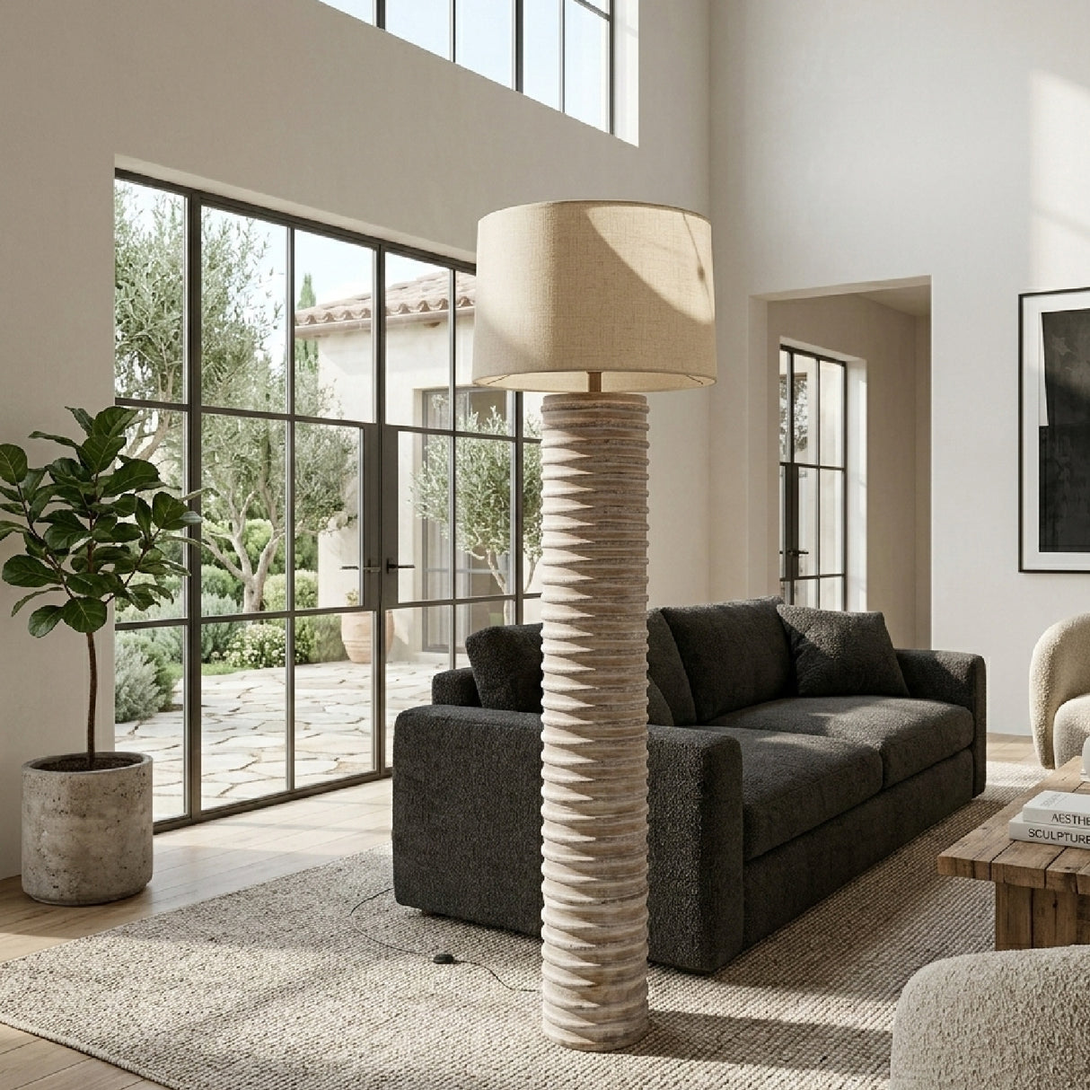 Beige Linen Accent Floor Lamp | Oroa.com