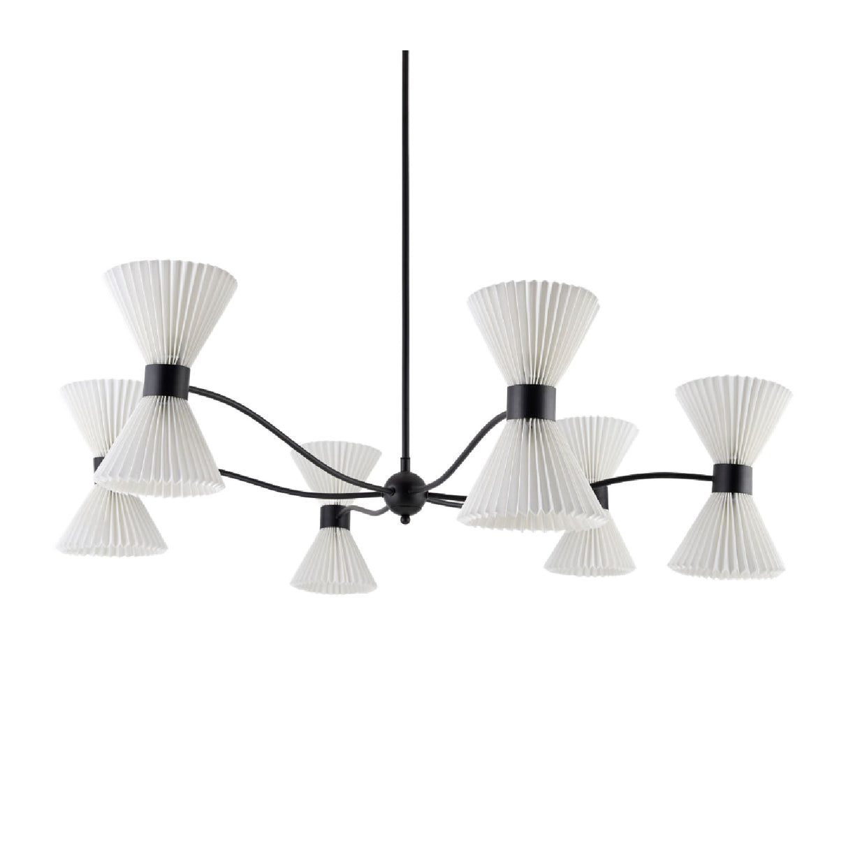 Pleated White Linen 10-Light Chandelier | Oroa.com