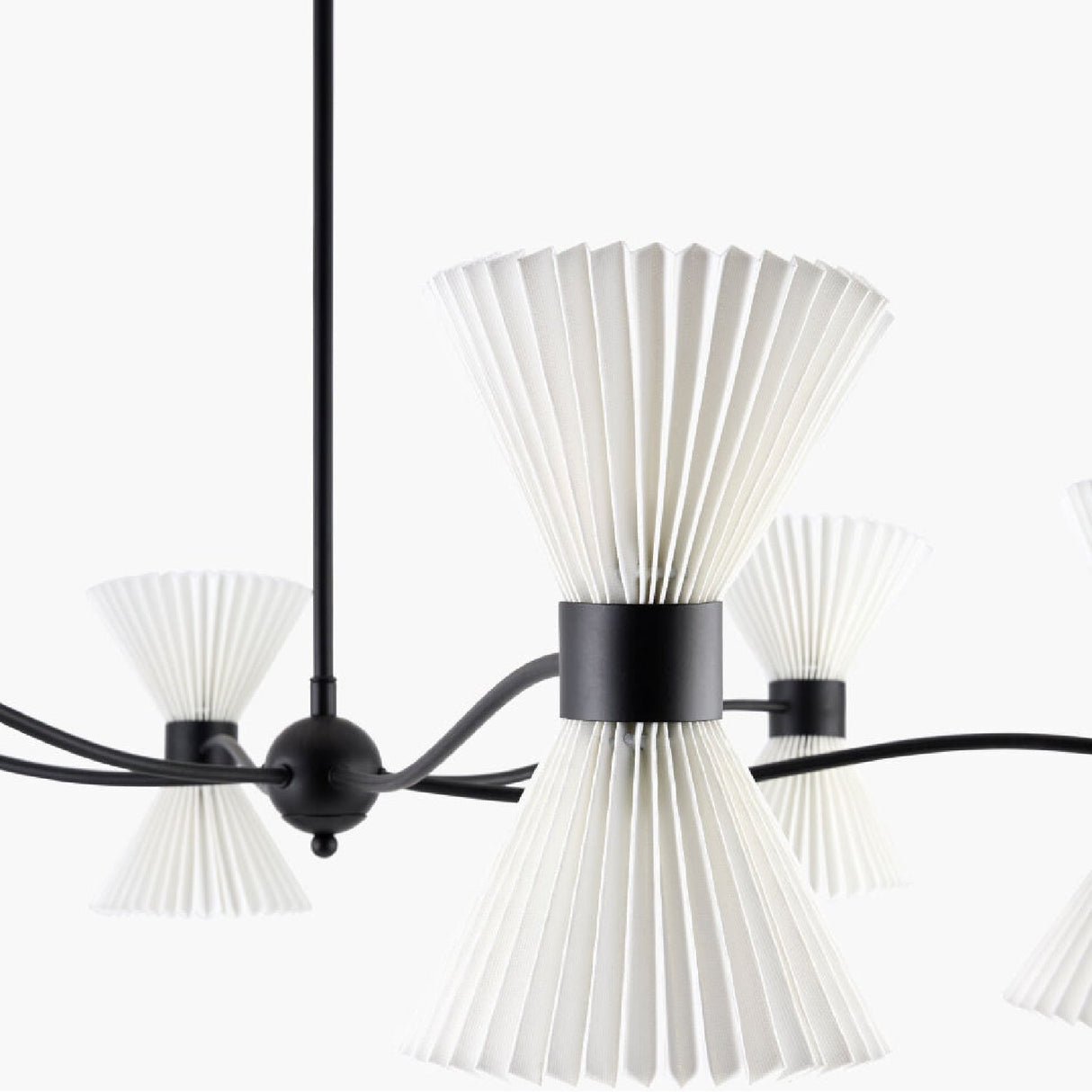 Modern European furniture - Pleated White Linen 10-Light Chandelier - www.oroa.com