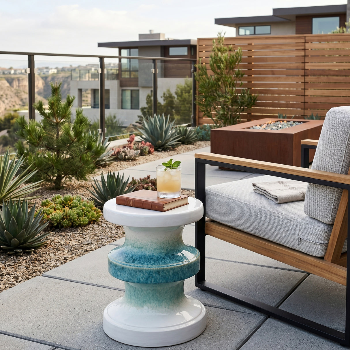 Modern European furniture - Two-Toned Layered Ceramic Garden Stool - www.oroa.com