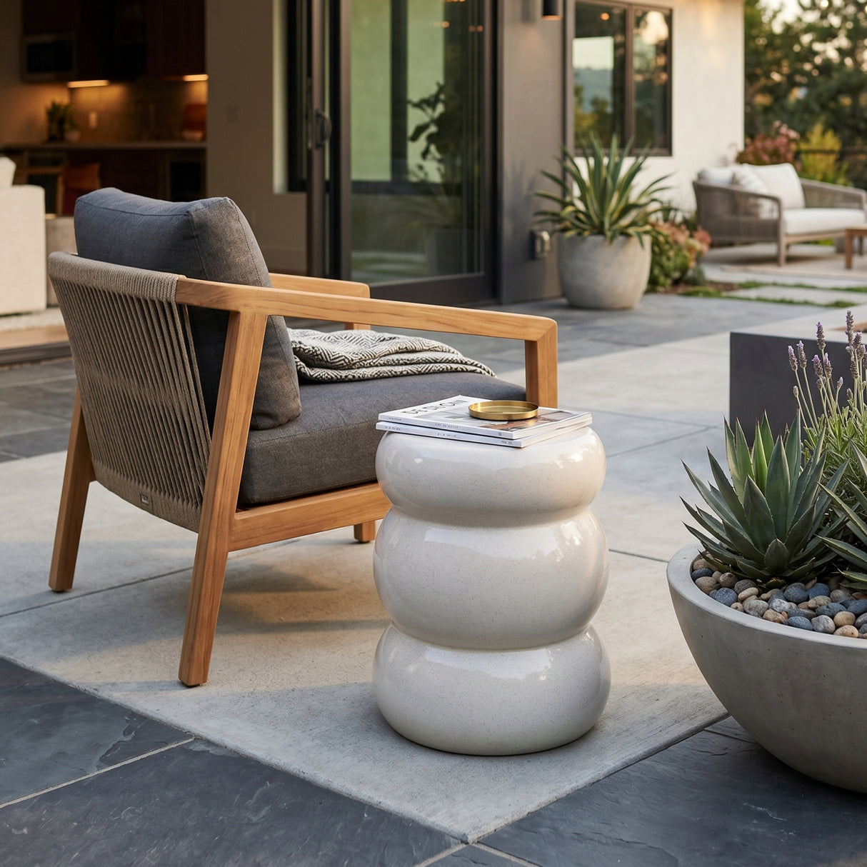 Modern European furniture - Layered Glazed Ceramic Garden Stool - www.oroa.com