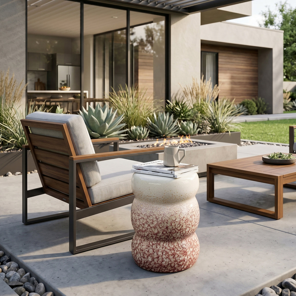 Modern European furniture - Layered Glazed Ceramic Garden Stool - www.oroa.com