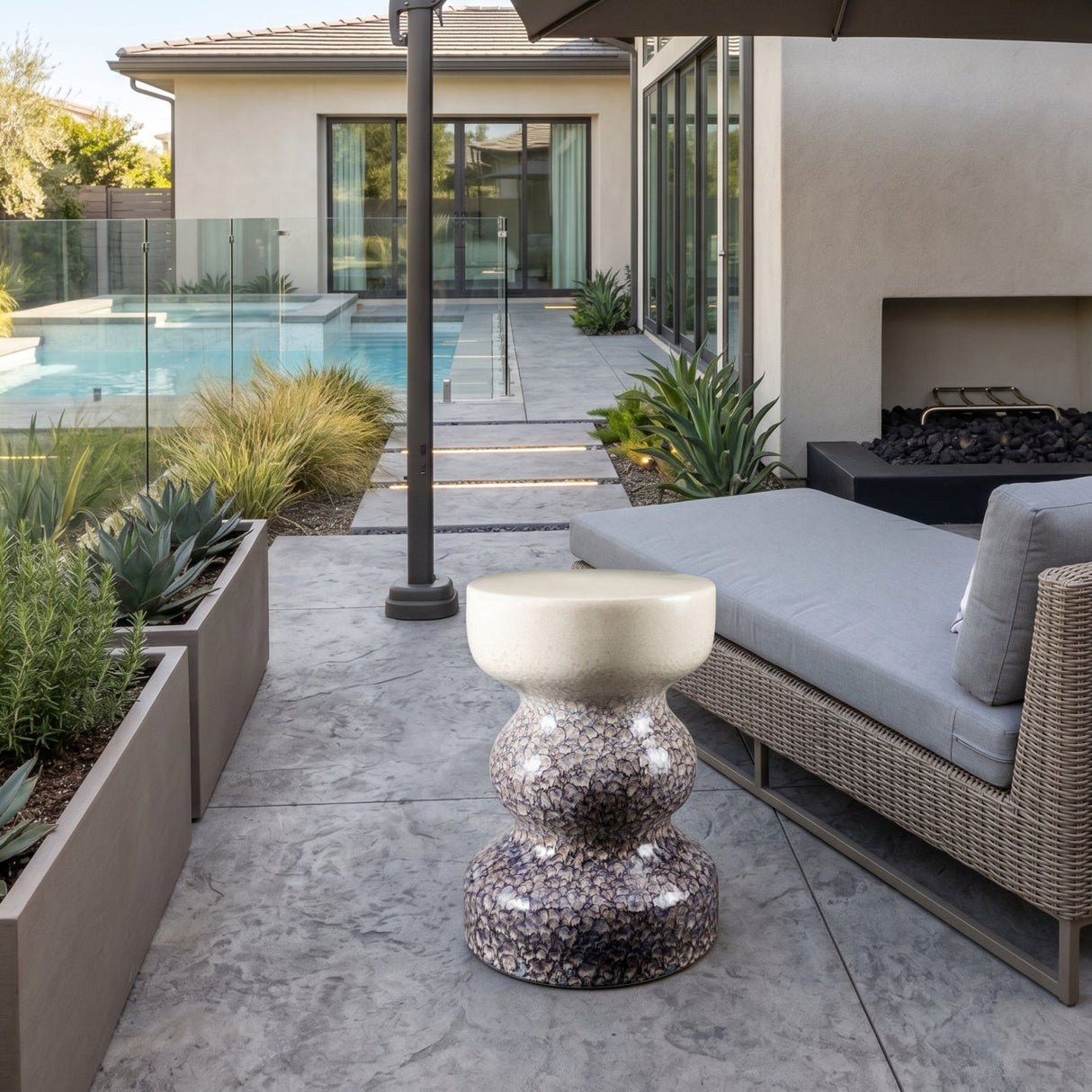 Modern European furniture - Crackled Ceramic Garden Stool - www.oroa.com