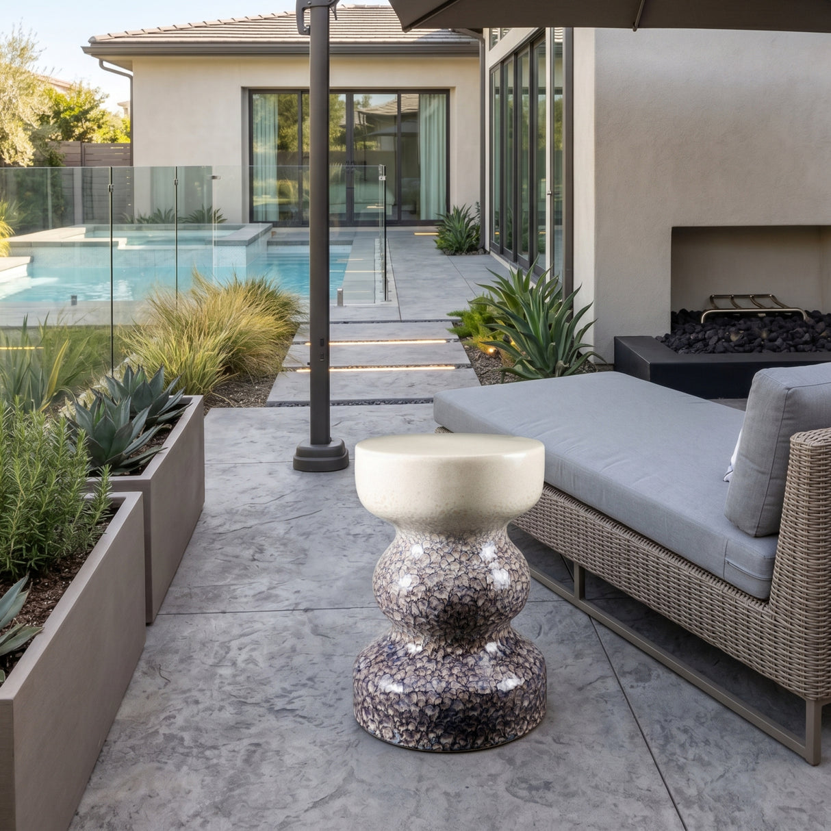 Modern European furniture - Crackled Ceramic Garden Stool - www.oroa.com | Oroa.com