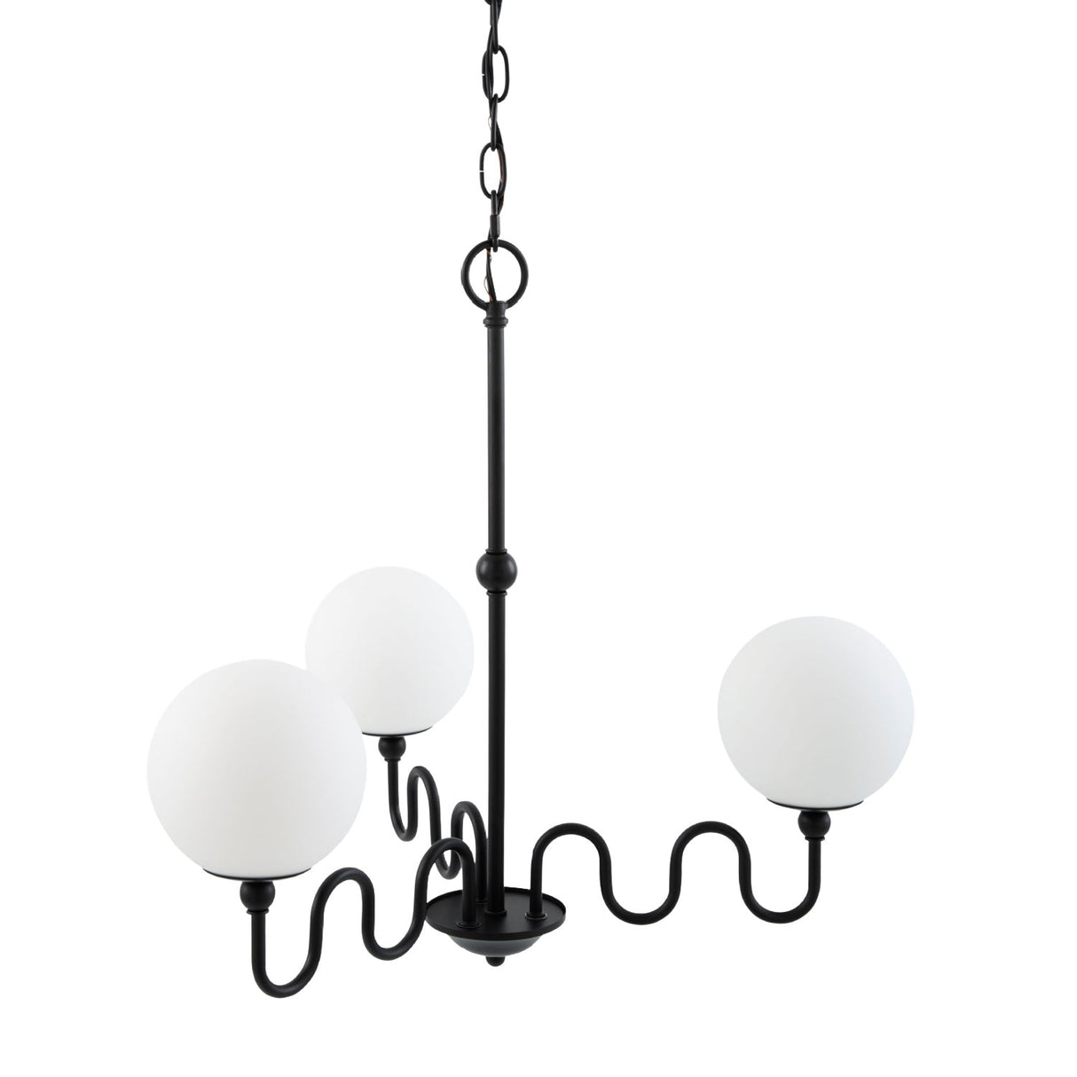 Modern European furniture - Wavy Black Iron 3-Light Chandelier - www.oroa.com